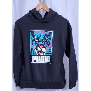 Puma Retro Black Hoodie Youth size LARGE 14/16
